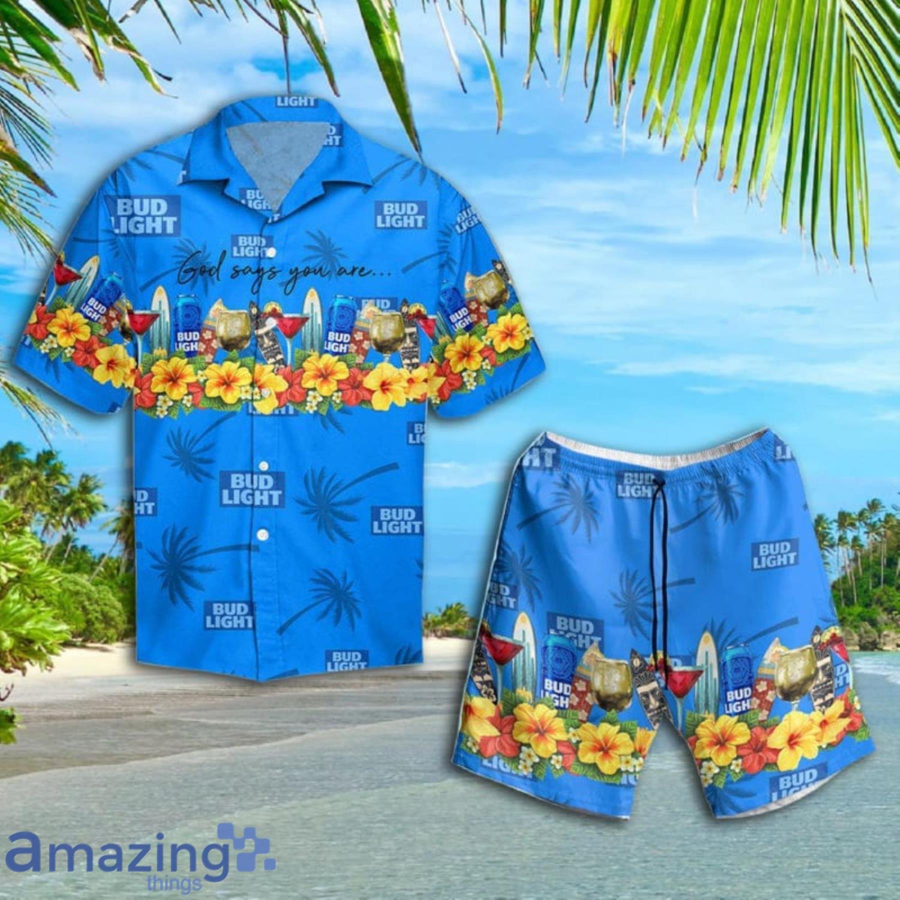 Summer Bud Light Short Sleeve Hawaiian Shirt And Short Product Photo 1