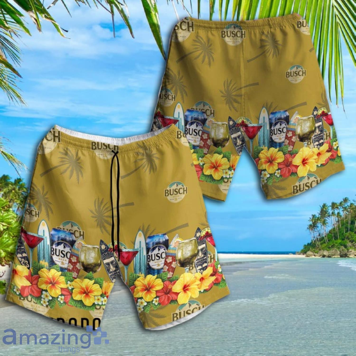 Summer Busch Beer Short Sleeve Hawaiian Shirt And Short Product Photo 1