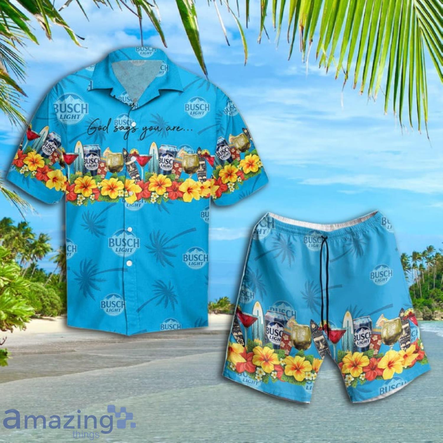 Summer Busch Light Short Sleeve Hawaiian Shirt And Short Product Photo 1