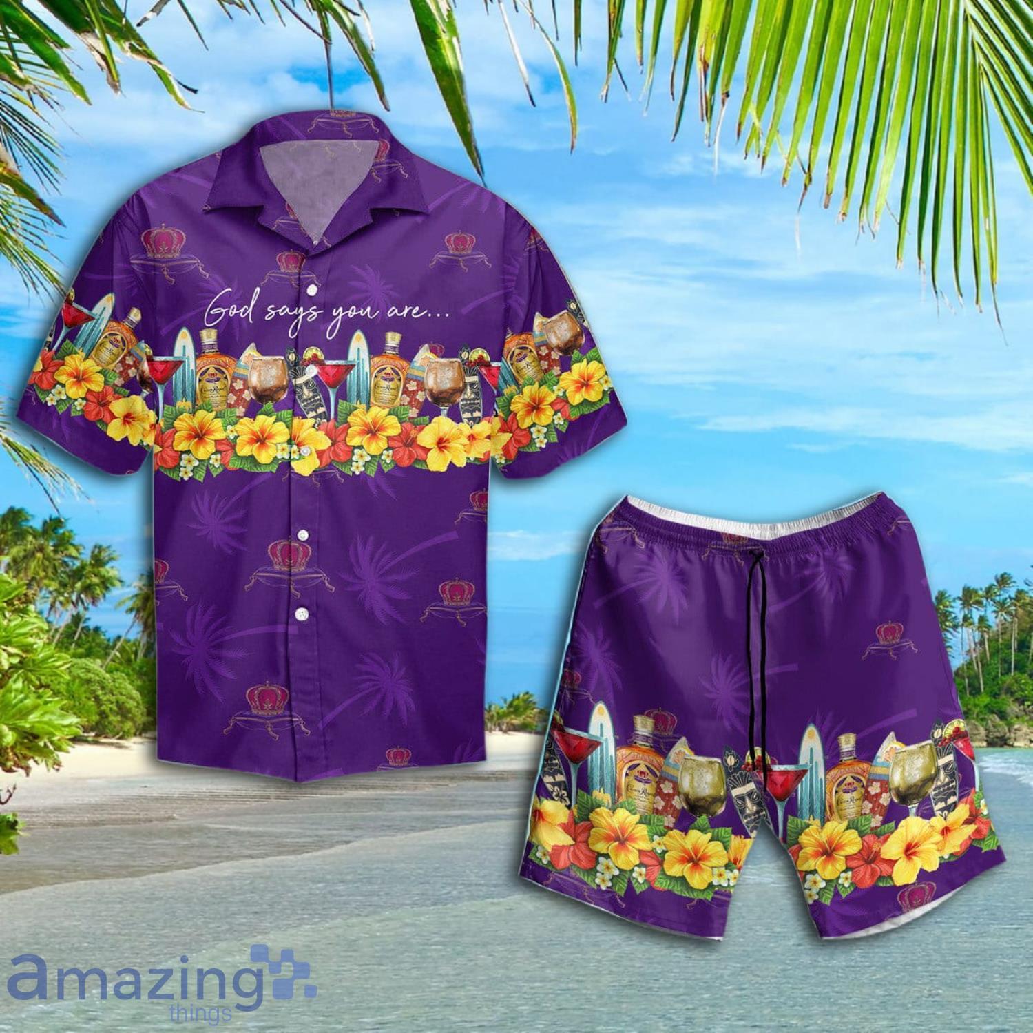 Summer Crown Royal Short Sleeve Hawaiian Shirt And Short Product Photo 1