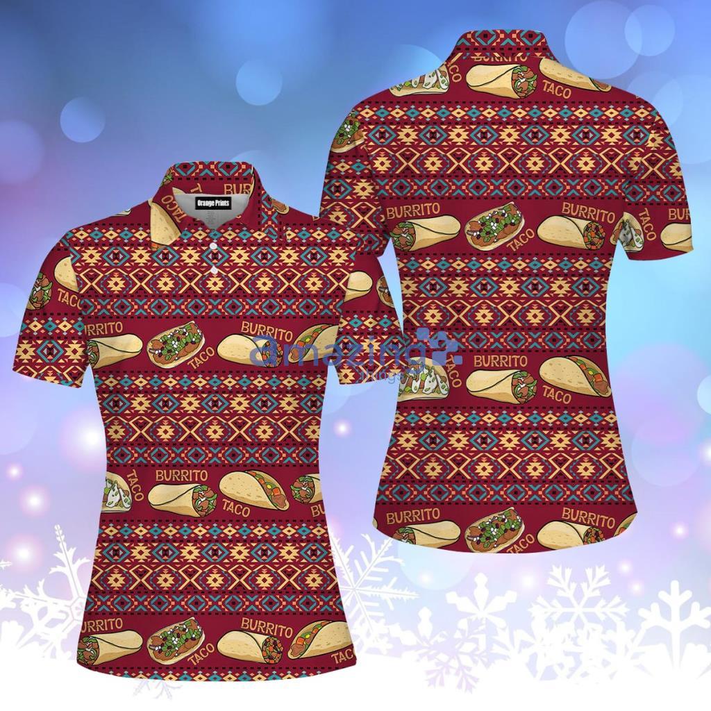 Taco And Burrito Mexican Pattern Polo Shirt  For Women - Taco And Burrito Mexican Pattern Polo Shirt  For Women  PO5613