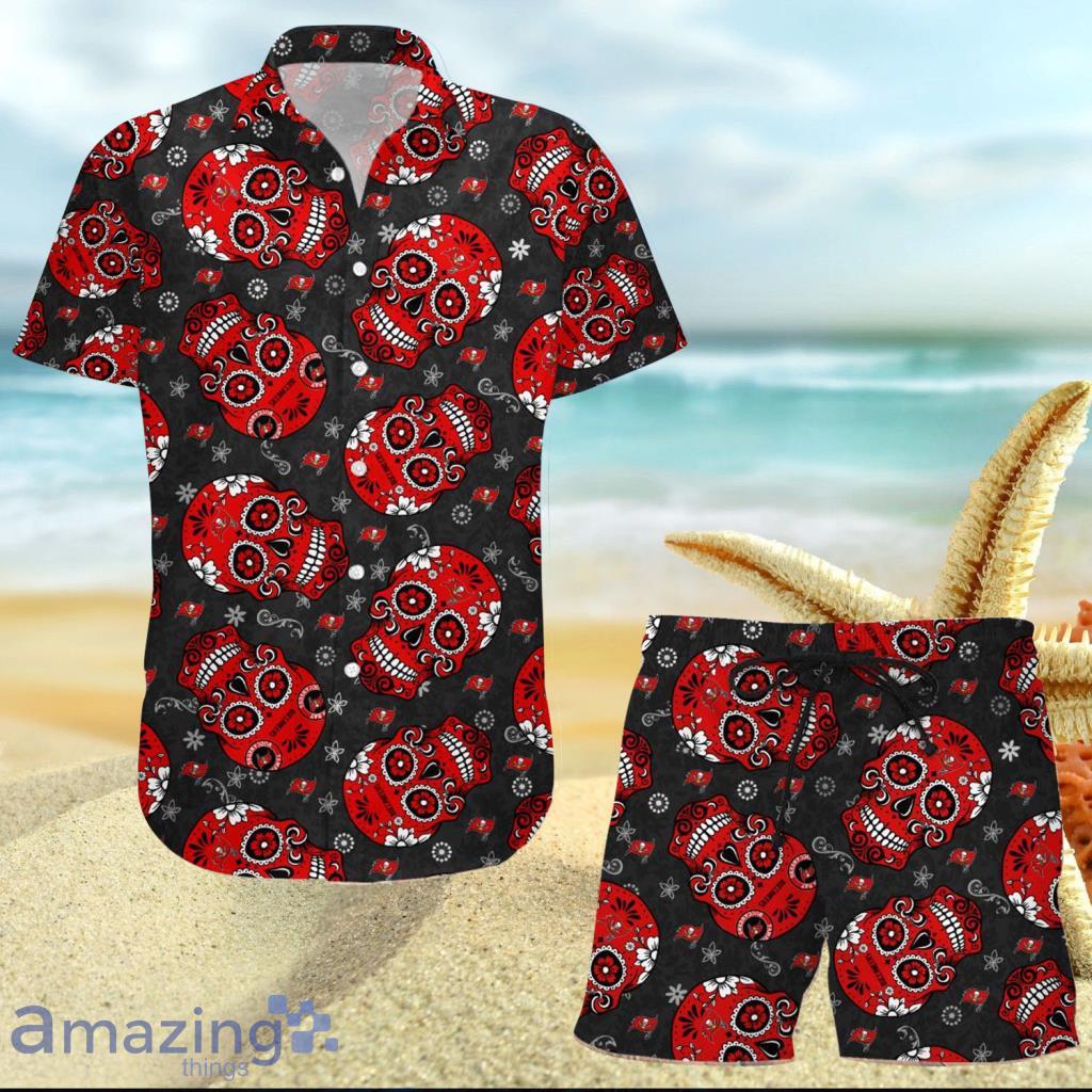 Tampa Bay Buccaneers NFL Skull Hawaiian Shirt And Short - Tampa Bay Buccaneers NFL Skull Hawaiian Shirt And Short