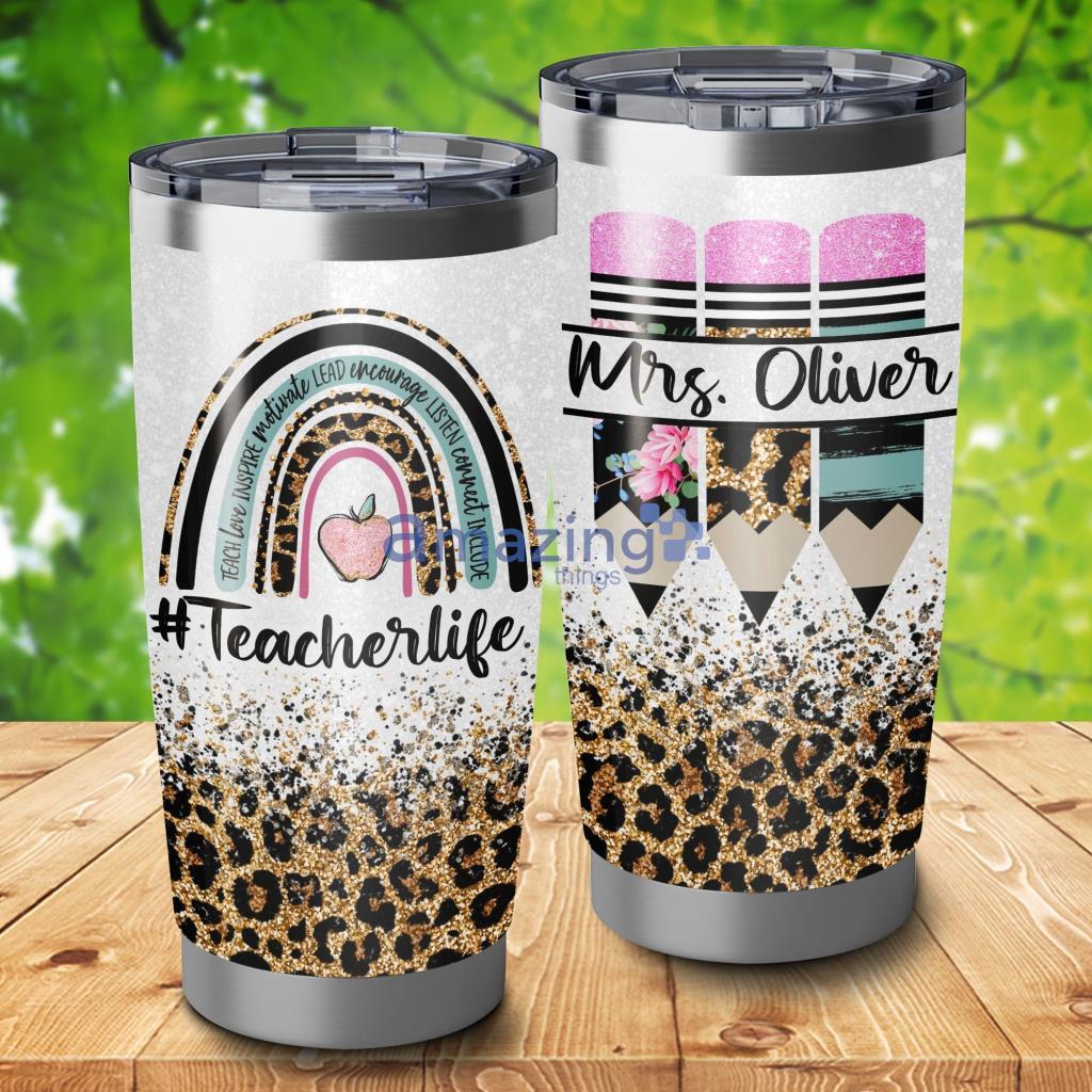 Teacher Rainbow 20 oz insulated tumbler with lid and straw