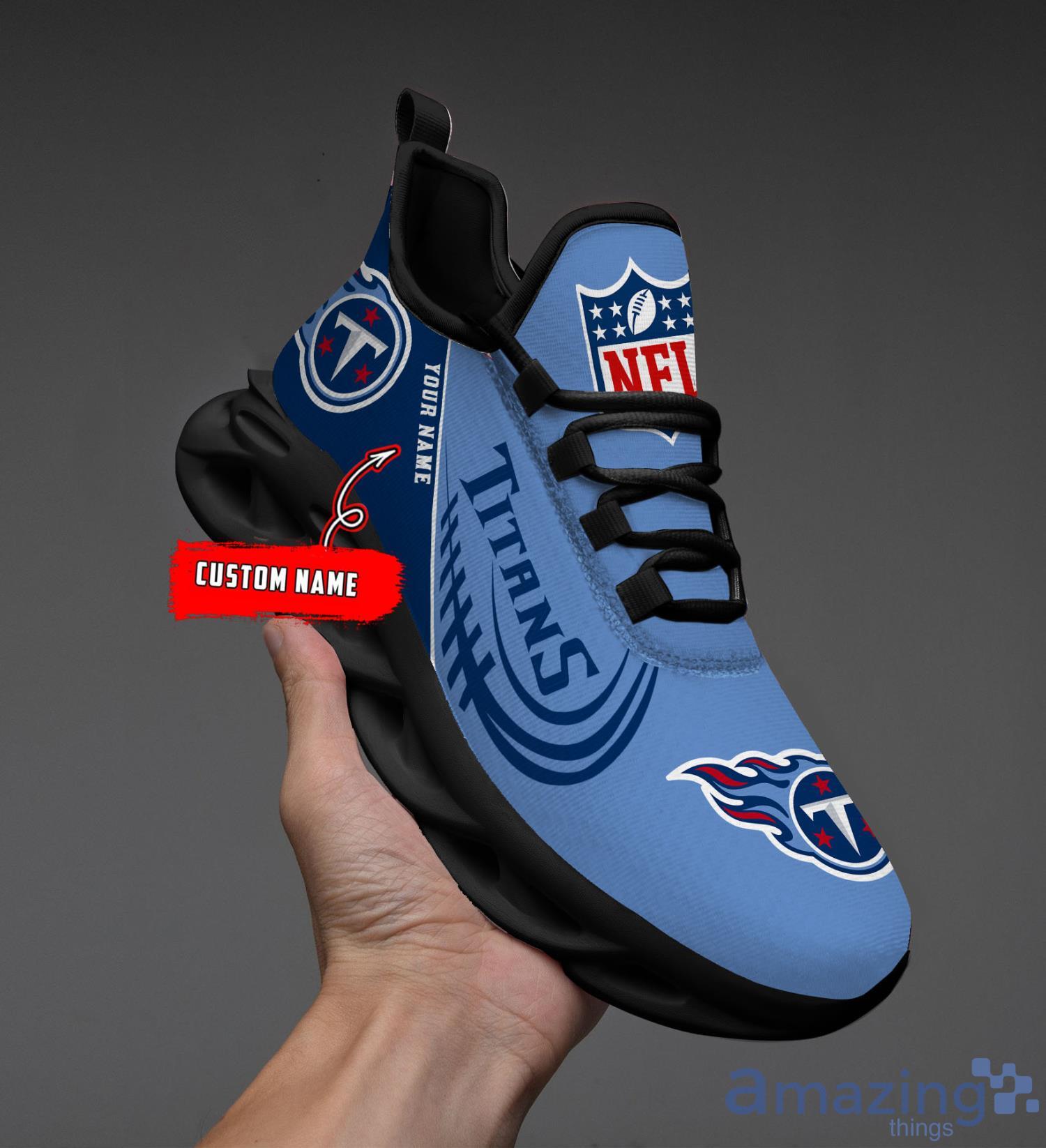 NFL Waves Logo Tennessee Titans Sport Sneakers Fans Max Soul Shoes Custom  Name - Banantees