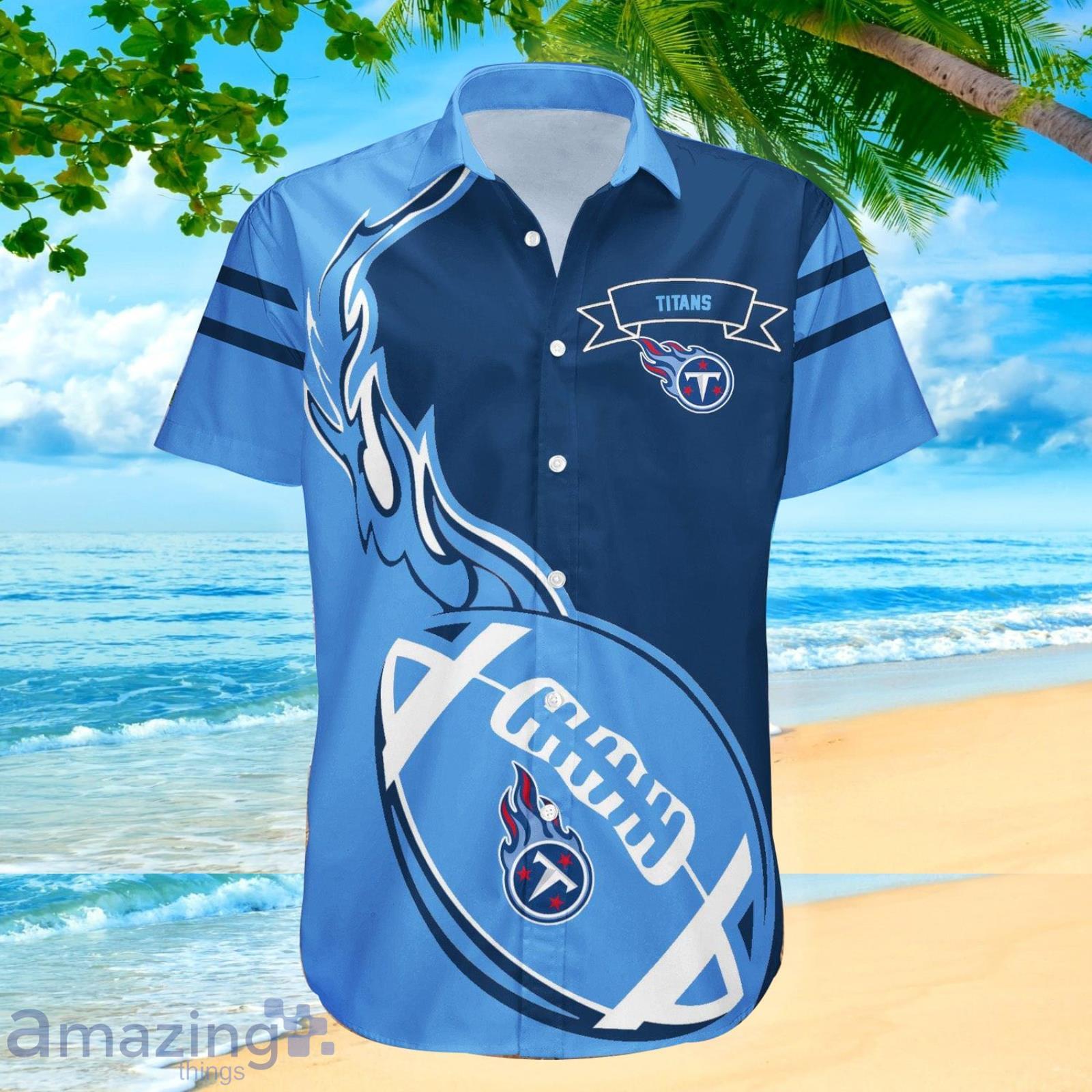 Tennessee Titans Nfl Flame Ball Hawaiian Shirt For Fans Product Photo 1
