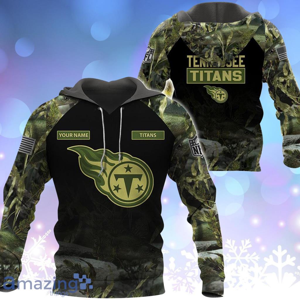 Tennessee Titans NFL Personalized Your Name Fishing Camo Hoodie 3D All Over Print - Tennessee Titans NFL Personalized Your Name Fishing Camo Hoodie 3D All Over Print