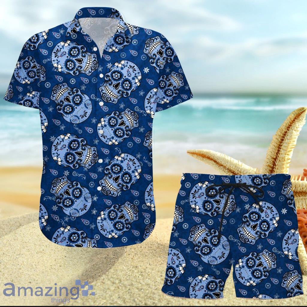 Tennessee Titans NFL Skull Hawaiian Shirt And Short - Tennessee Titans NFL Skull Hawaiian Shirt And Short