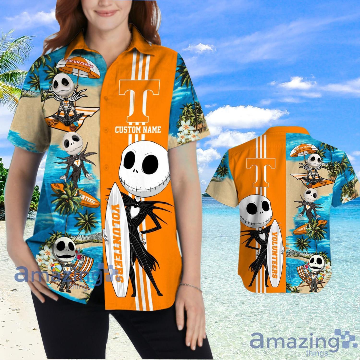 Tennessee Volunteers Jack Skellington Halloween Gift Custom Name Hawaiian Shirt image Tennessee Volunteers Jack Skellington Halloween Gift Custom Name Hawaiian Shirt Product Photo 2