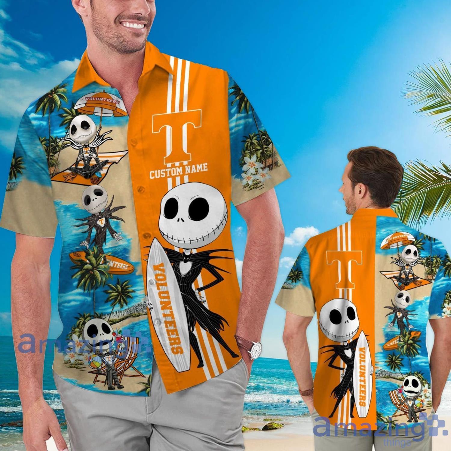 Tennessee Volunteers Jack Skellington Halloween Gift Custom Name Hawaiian Shirt Product Photo 1 Tennessee Volunteers Jack Skellington Halloween Gift Custom Name Hawaiian Shirt Product Photo 1
