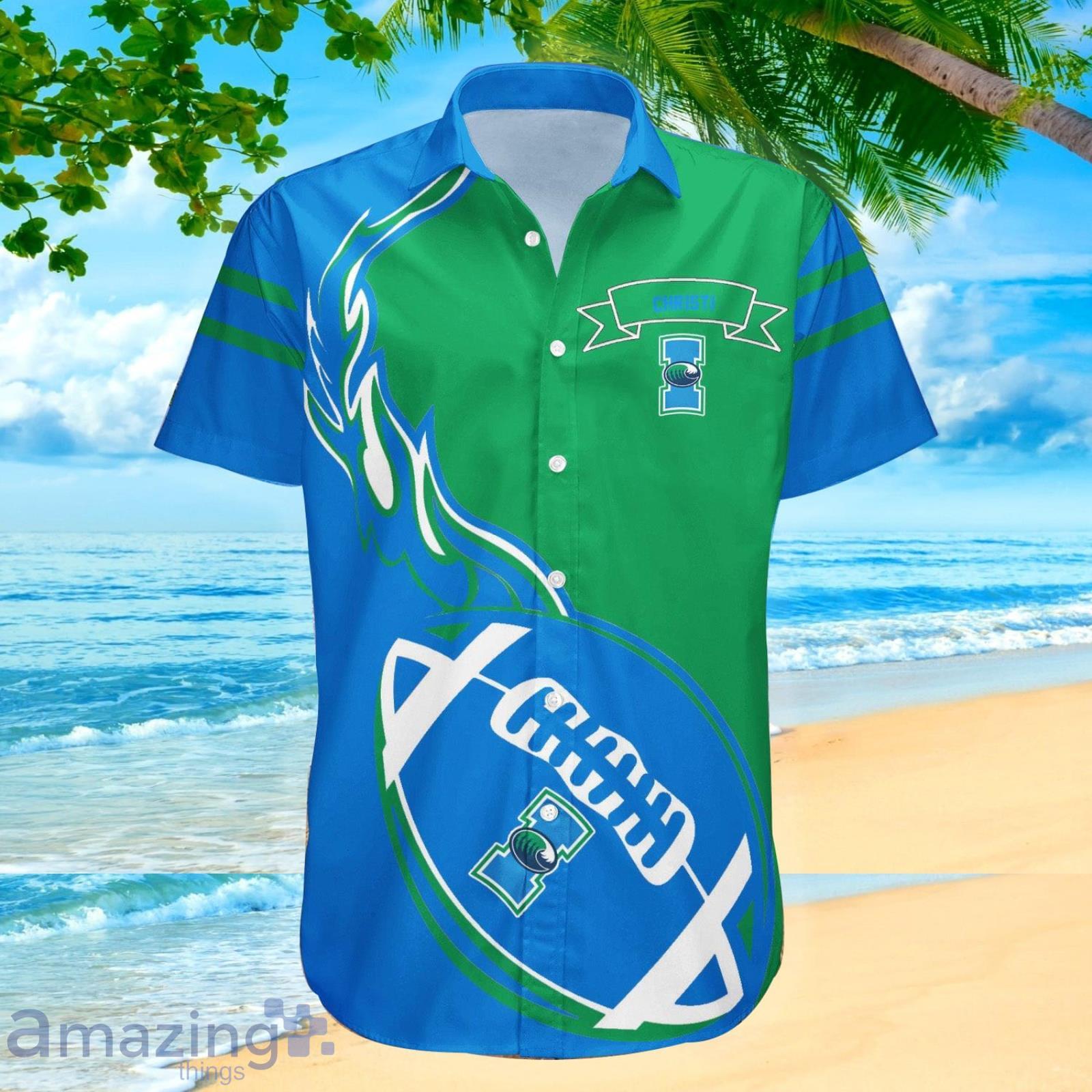 Texas A&m Corpus Christi Ncaa Flame Ball Hawaiian Shirt For Fans image Texas A&m-Corpus Christi Ncaa Flame Ball Hawaiian Shirt For Fans Product Photo 2