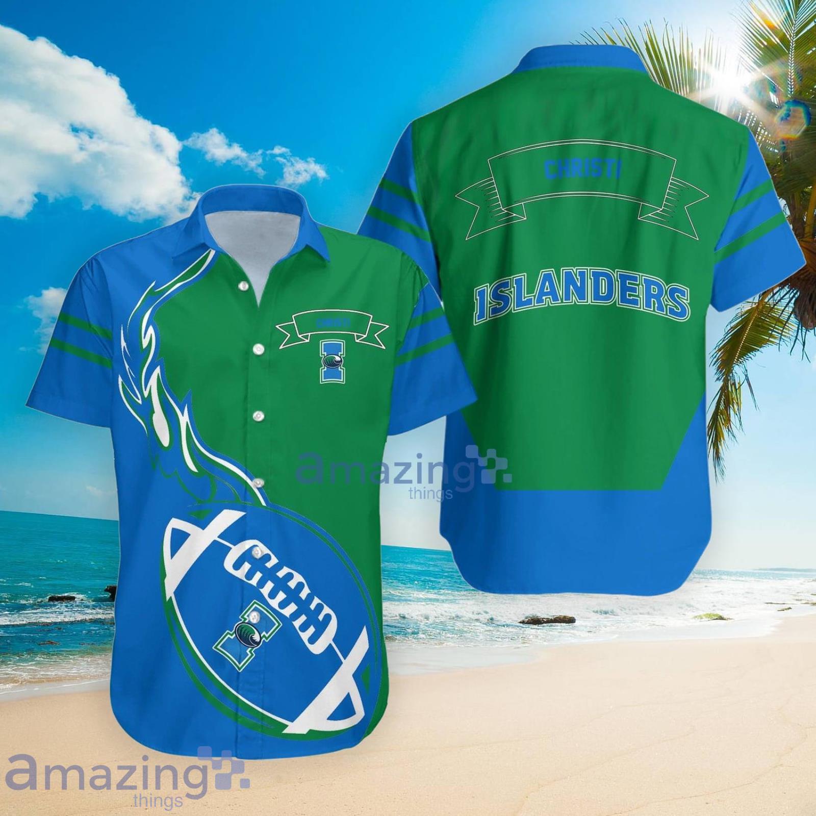 Texas A&m Corpus Christi Ncaa Flame Ball Hawaiian Shirt For Fans image Texas A&m-Corpus Christi Ncaa Flame Ball Hawaiian Shirt For Fans Product Photo 3