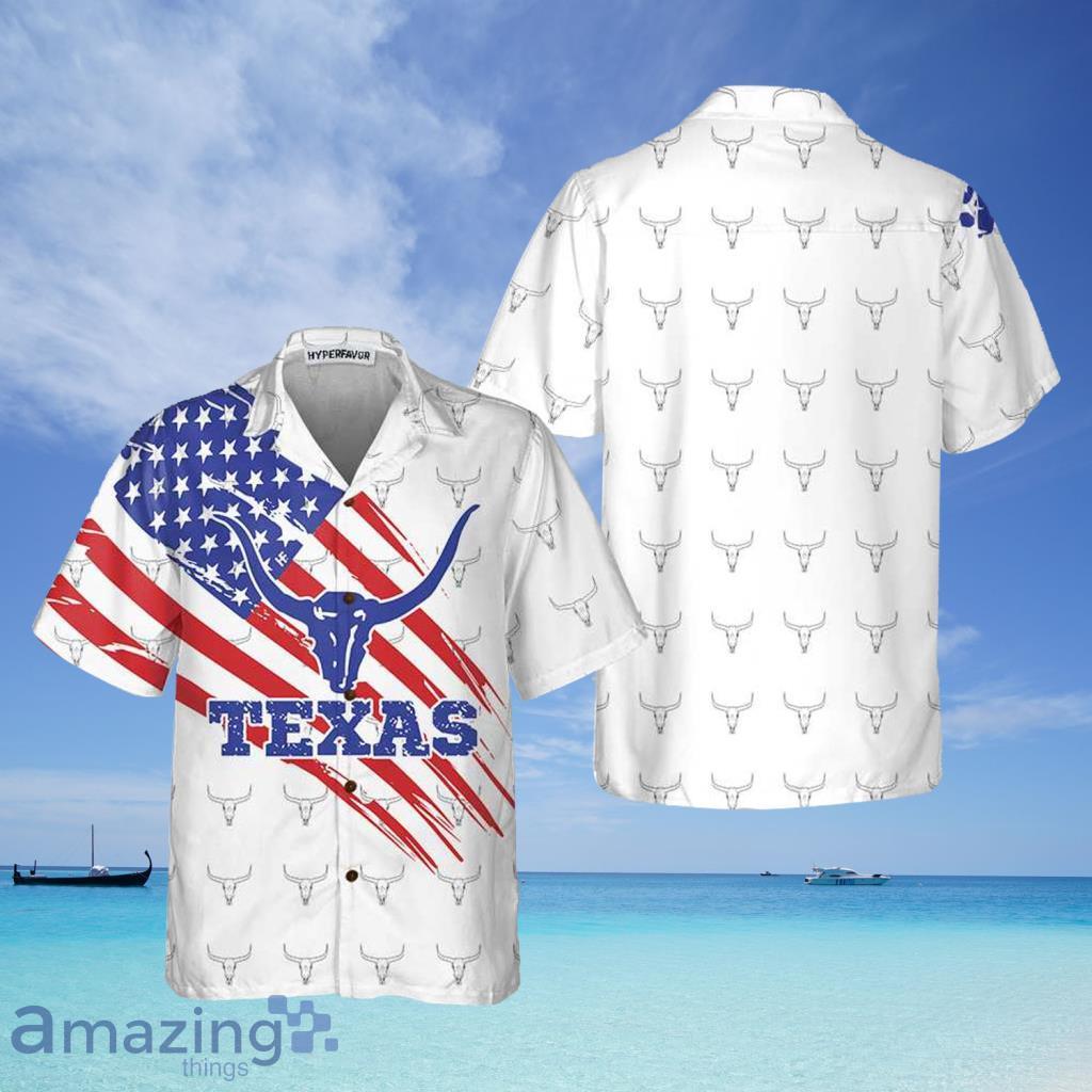 Texas Flag Longhorn Pattern Hawaiian Shirt - Texas Flag Longhorn Pattern Hawaiian Shirt
