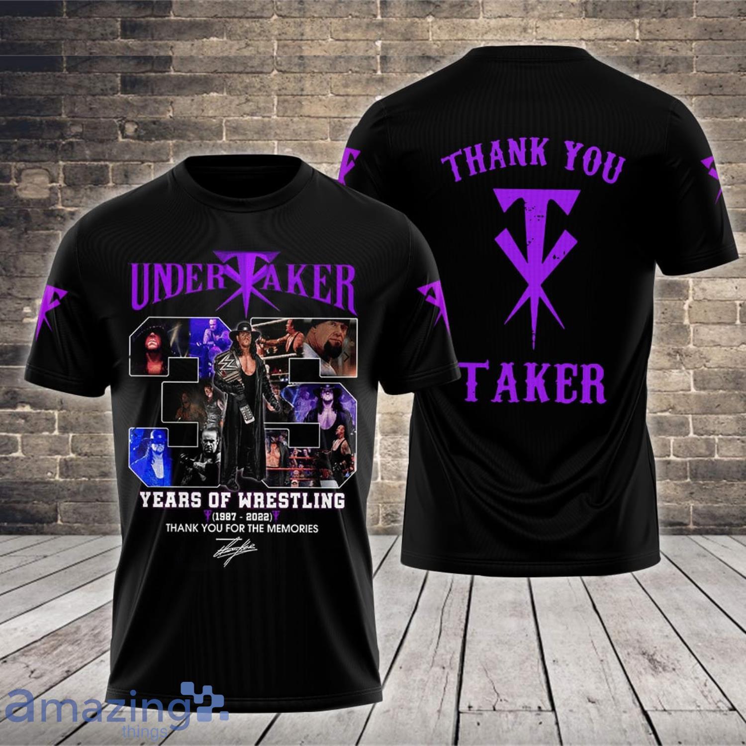 The Undertaker 35 Years Of Wrestling Black All Over Print 3D T-Shirt Product Photo 1