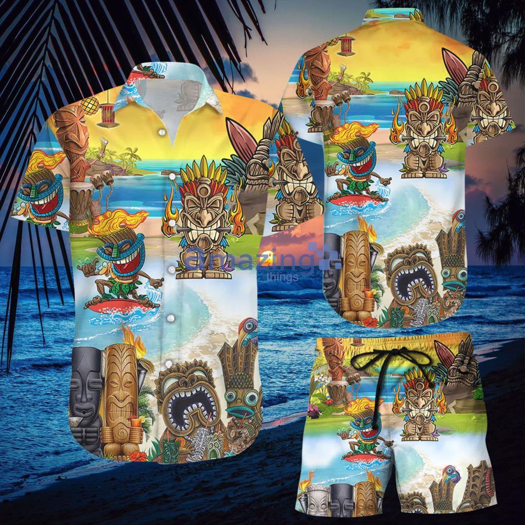 Tiki Beach Hawaiian Aloha Tiki Hawaiian Shirt And Short - Tiki Beach Hawaiian Aloha Tiki Hawaiian Shirt And Short