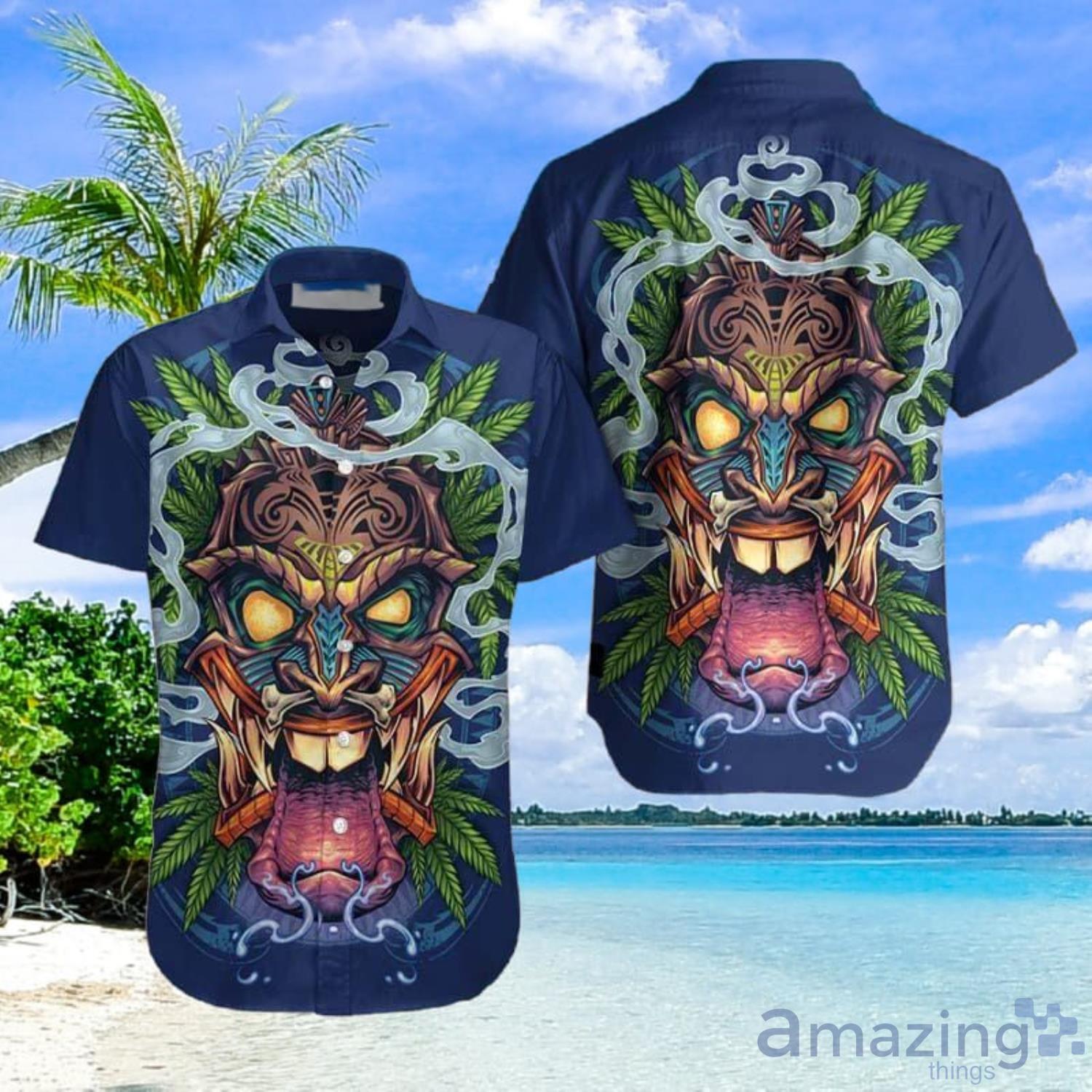 Tiki Head Hawaiians Navy Awesome Design Aloha Hawaiian Shirt Summer Gift For Men And Women Product Photo 1
