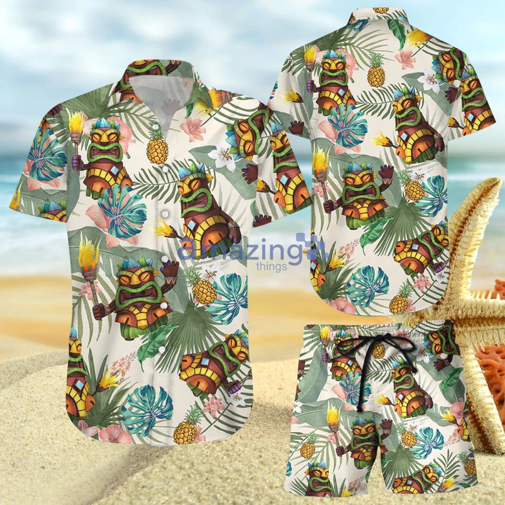 Tiki Tropical Pineapple Hawaiian Shirt And Short - Tiki Tropical Pineapple Hawaiian Shirt And Short