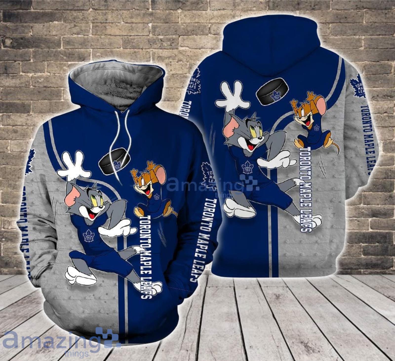 Toronto Maple Leafs Tom and Jerry Cartoon Lover 3D Printed Hoodie For Fans Product Photo 1