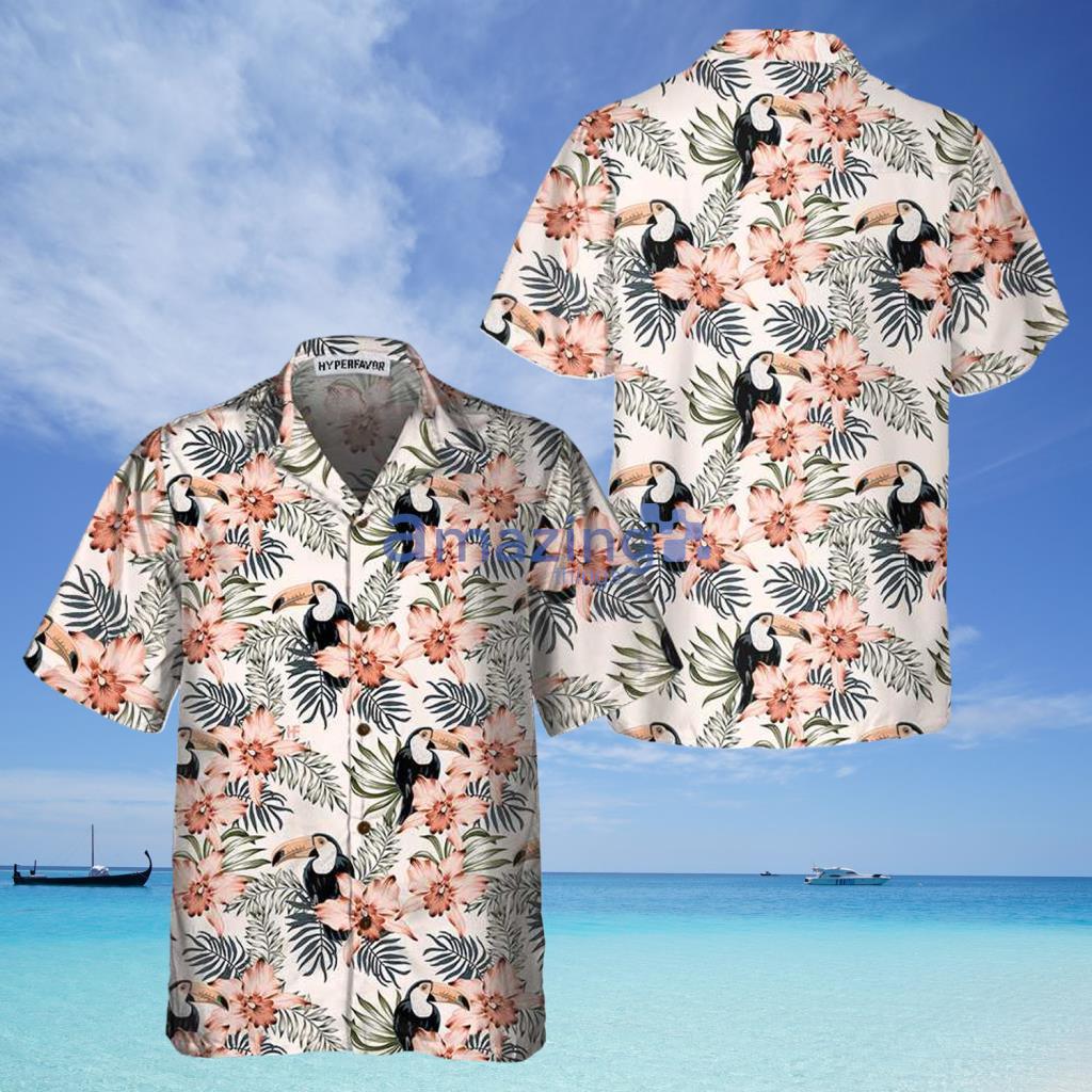 Toucan And Pink Orchid Flowers Toucan Hawaiian Shirt - Toucan And Pink Orchid Flowers Toucan Hawaiian Shirt