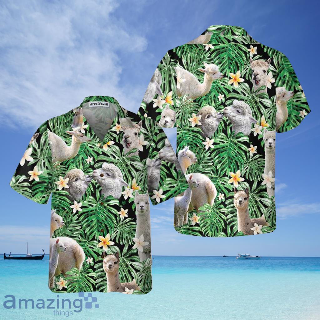 Tropical Alpaca Pattern Hawaiian Shirt - Tropical Alpaca Pattern Hawaiian Shirt