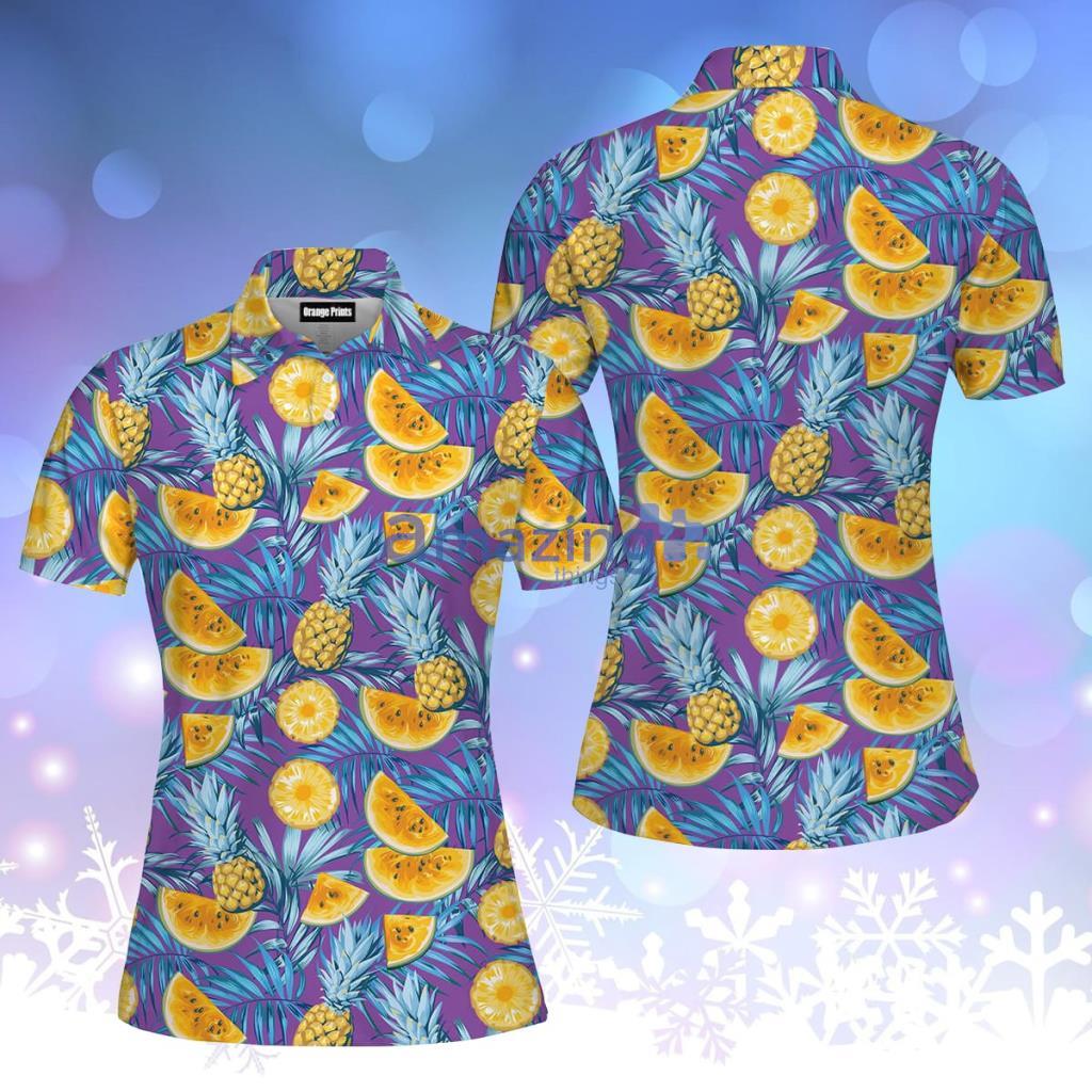 Tropical Fruits Pineapples Polo Shirt  For Women - Tropical Fruits Pineapples Polo Shirt  For Women  PO5339