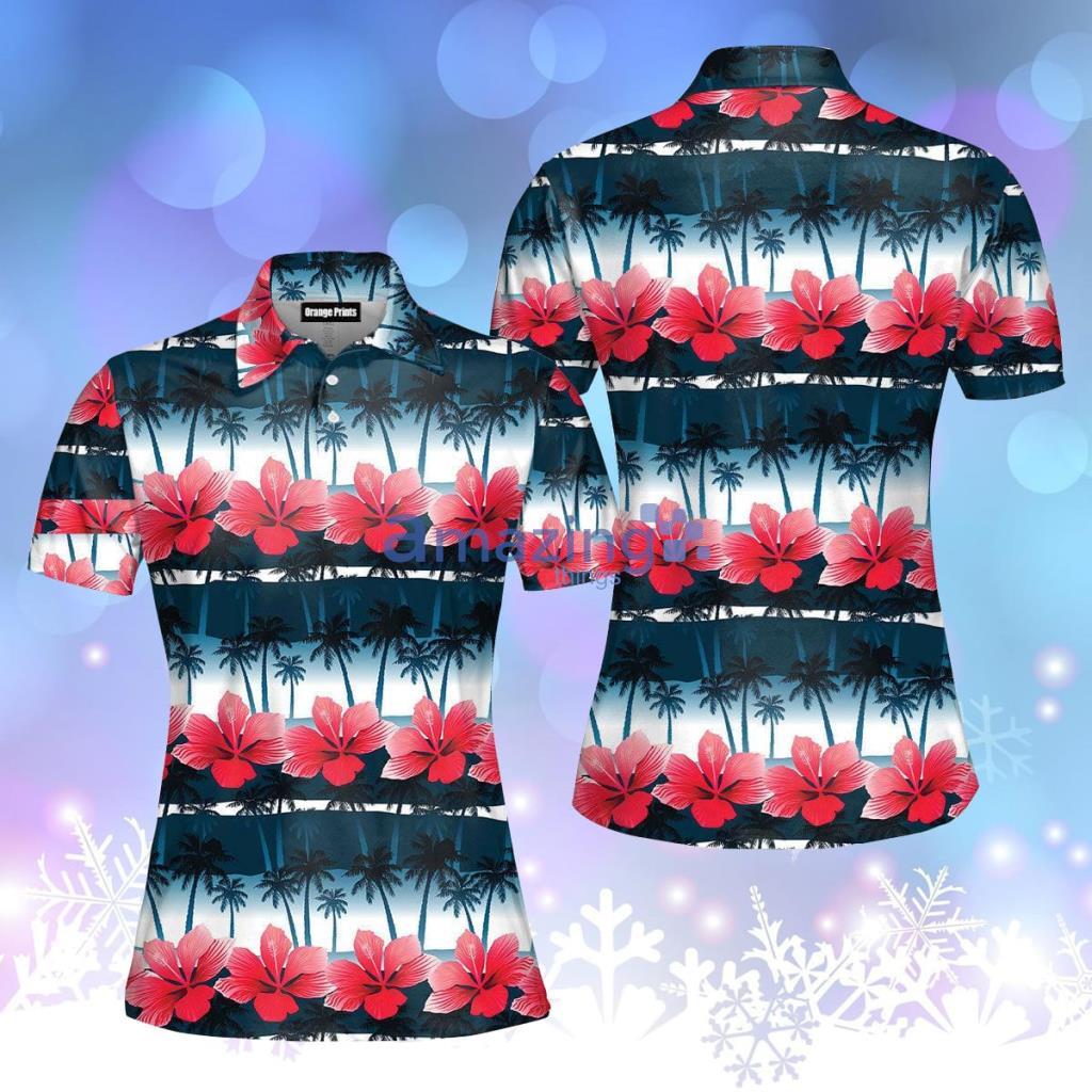 Tropical Hibiscus Flowers Polo Shirt  For Women - Tropical Hibiscus Flowers Polo Shirt  For Women  PO5172