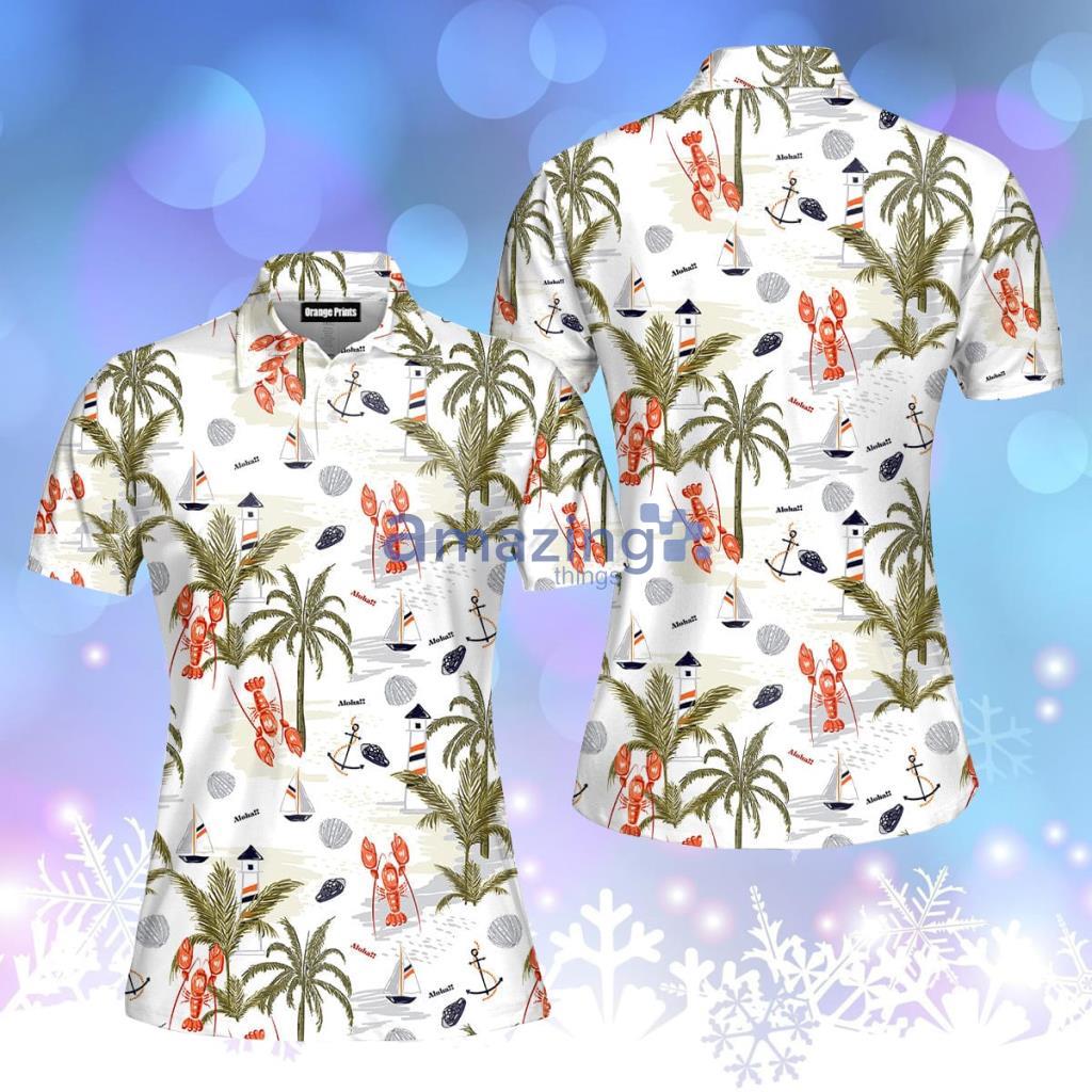 Tropical Lobster Aloha Polo Shirt  For Women - Tropical Lobster Aloha Polo Shirt  For Women  PO5560