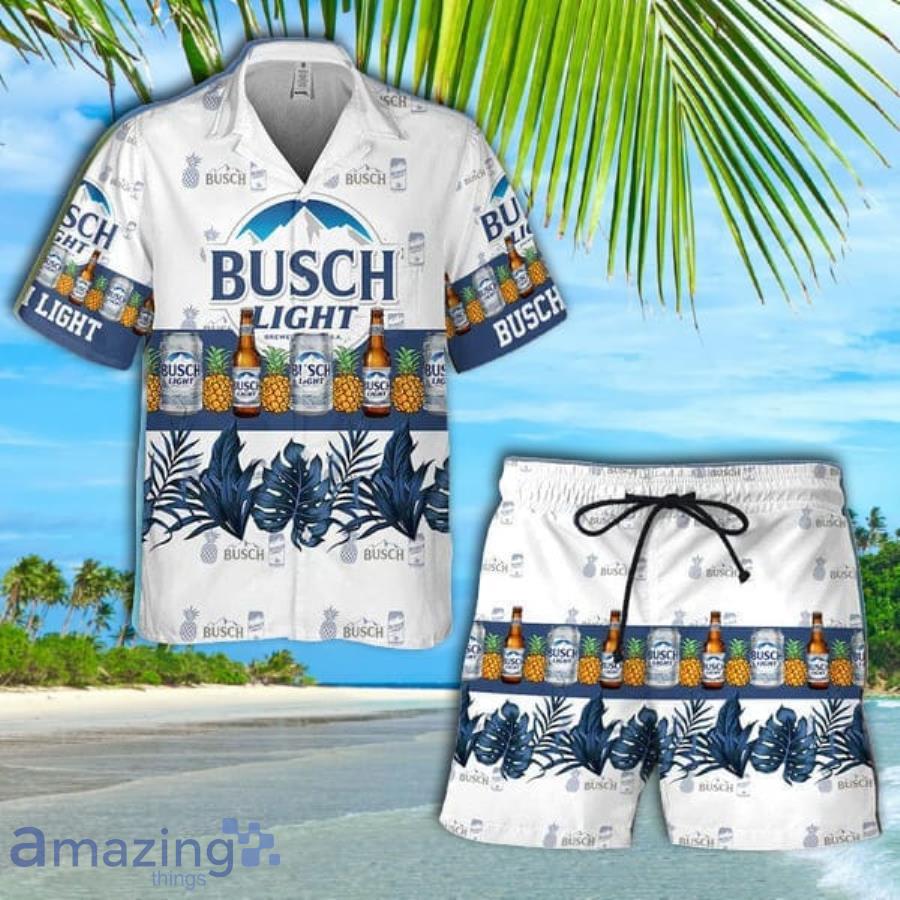 Tropical Pineapple Busch Light Short Sleeve Hawaiian Shirt And Short Product Photo 1
