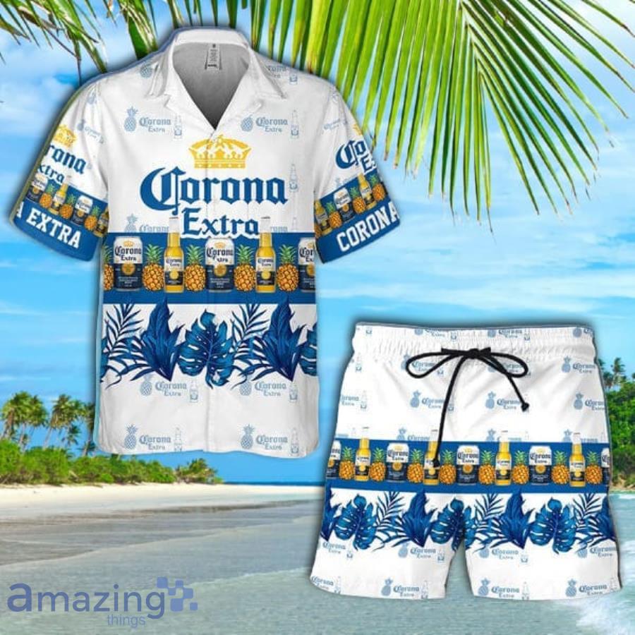 Tropical Pineapple Corona Extra Short Sleeve Hawaiian Shirt And Short Product Photo 1