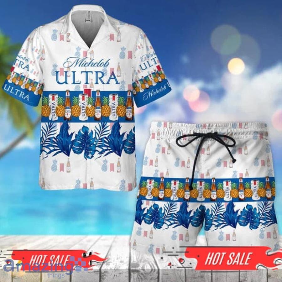 Tropical Pineapple Michelob Ultra Short Sleeve Hawaiian Shirt And Short Product Photo 1 Tropical Pineapple Michelob Ultra Short Sleeve Hawaiian Shirt And Short Product Photo 1