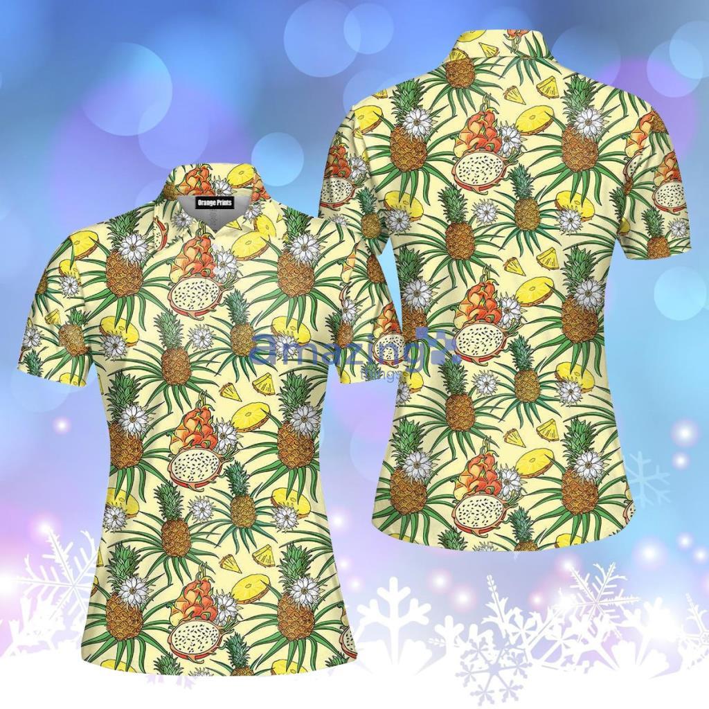 Tropical Pineapple Red Dragon Polo Shirt  For Women - Tropical Pineapple Red Dragon Polo Shirt  For Women  PO5188