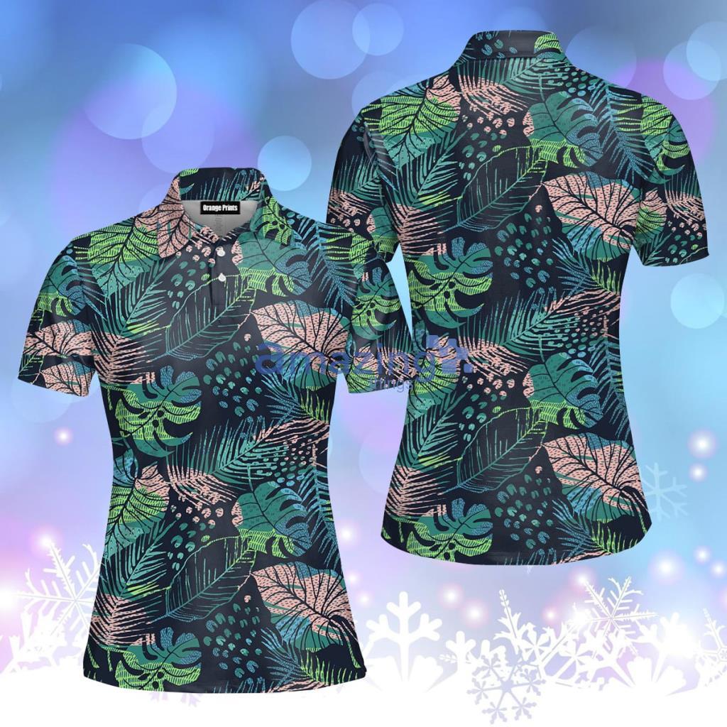 Tropical Plants Seamless Polo Shirt  For Women - Tropical Plants Seamless Polo Shirt  For Women  PO5503