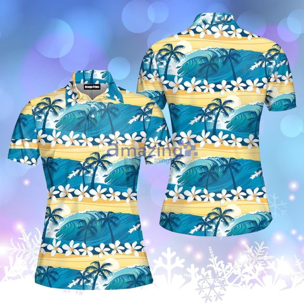Tropical Surfing With Palm Trees Polo Shirt  For Women - Tropical Surfing With Palm Trees Polo Shirt  For Women  PO5176