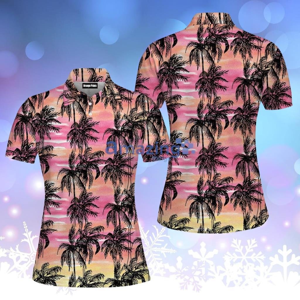 Tropical Vintage Palm Tree Polo Shirt  For Women - Tropical Vintage Palm Tree Polo Shirt  For Women  PO5300