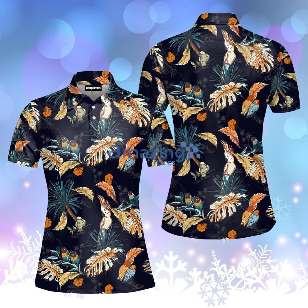 Tropical With Exotic Parrot Birds Polo Shirt  For Women - Tropical With Exotic Parrot Birds Polo Shirt  For Women  PO5514