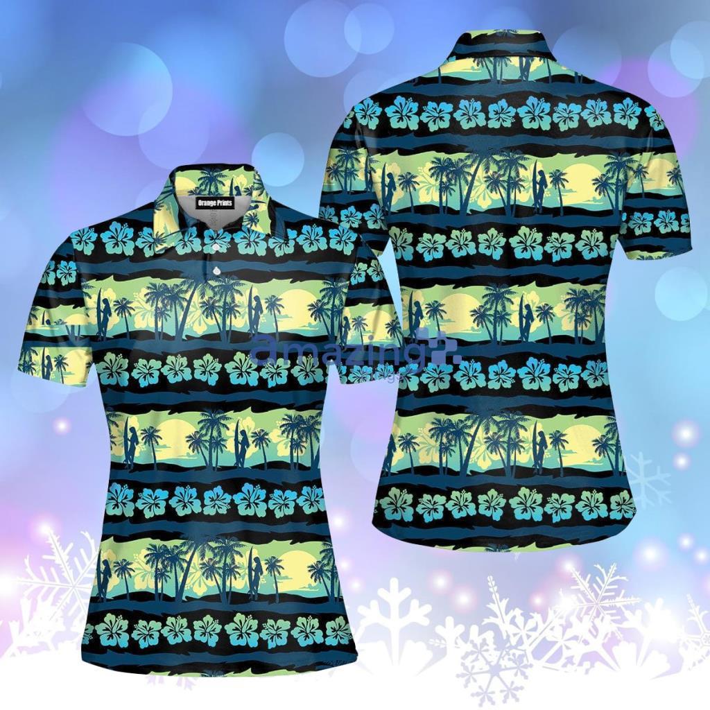 Tropical With Green Sunrise Polo Shirt  For Women - Tropical With Green Sunrise Polo Shirt  For Women  PO5178