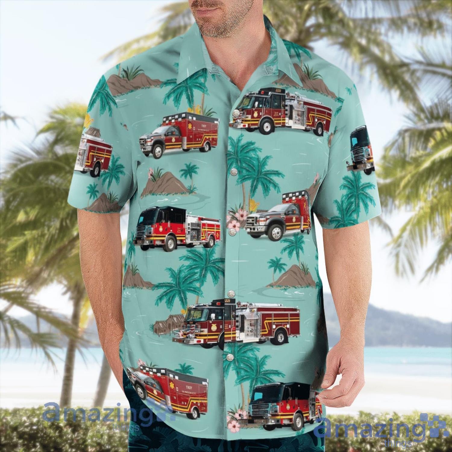 Troy Fire Protection District Shorewood Illinois Aloha Summer Vacation Gift Hawaiian Shirt image Troy Fire Protection District Shorewood Illinois Aloha Summer Vacation Gift Hawaiian Shirt Product Photo 3
