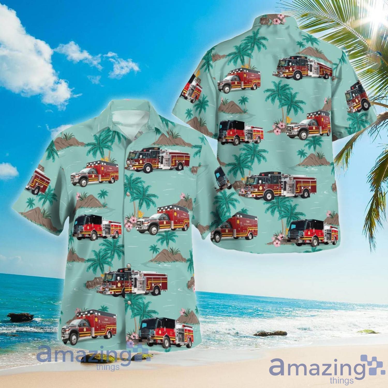Troy Fire Protection District Shorewood Illinois Aloha Summer Vacation Gift Hawaiian Shirt Product Photo 1