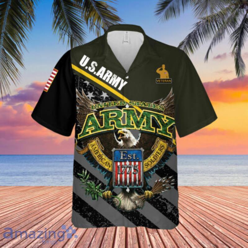 US Army Veteran Eagle Soldier Short Sleeve Hawaiian Shirt Product Photo 1