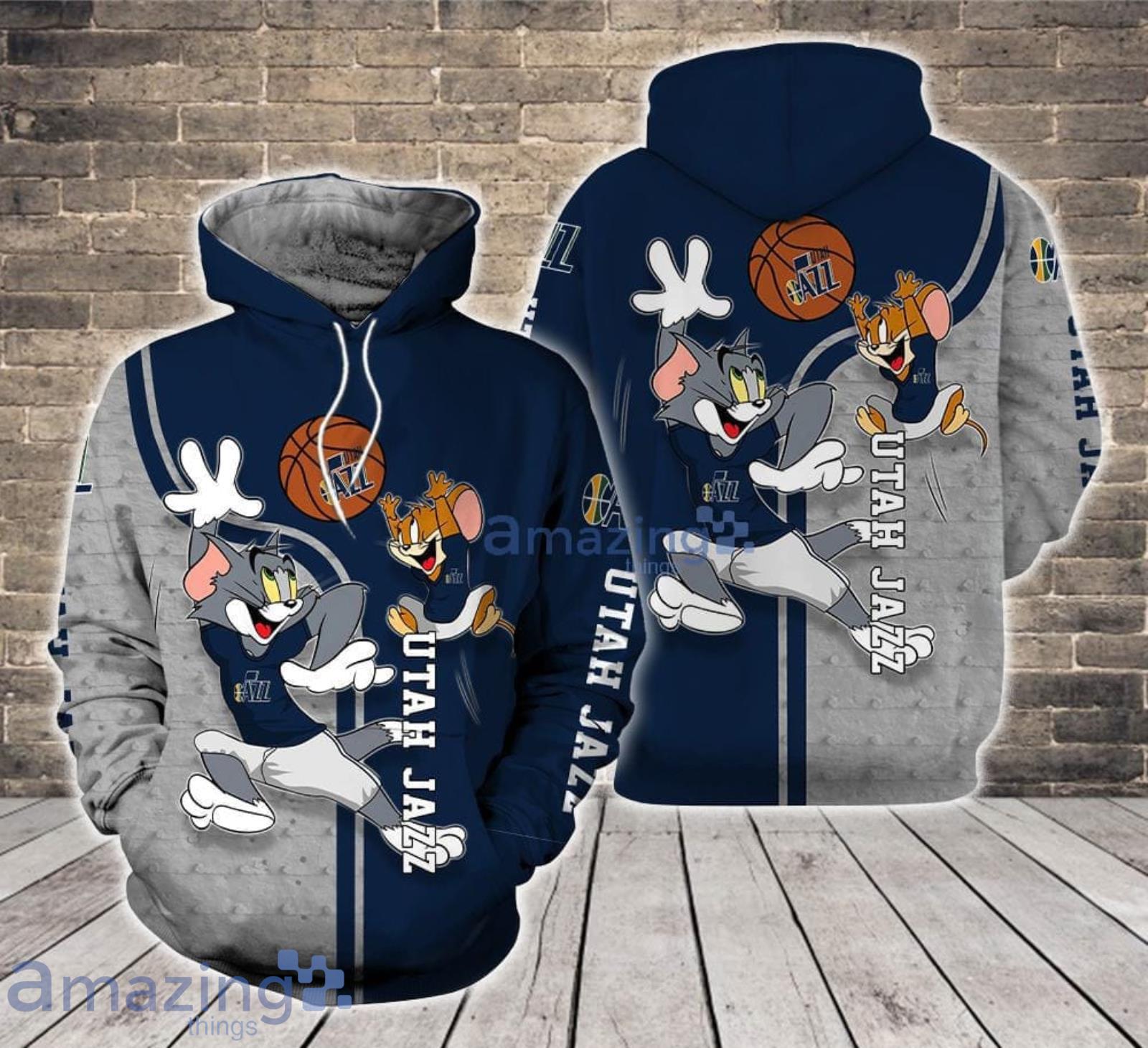 Utah Jazz Tom and Jerry Cartoon Lover 3D Printed Hoodie For Fans Product Photo 1