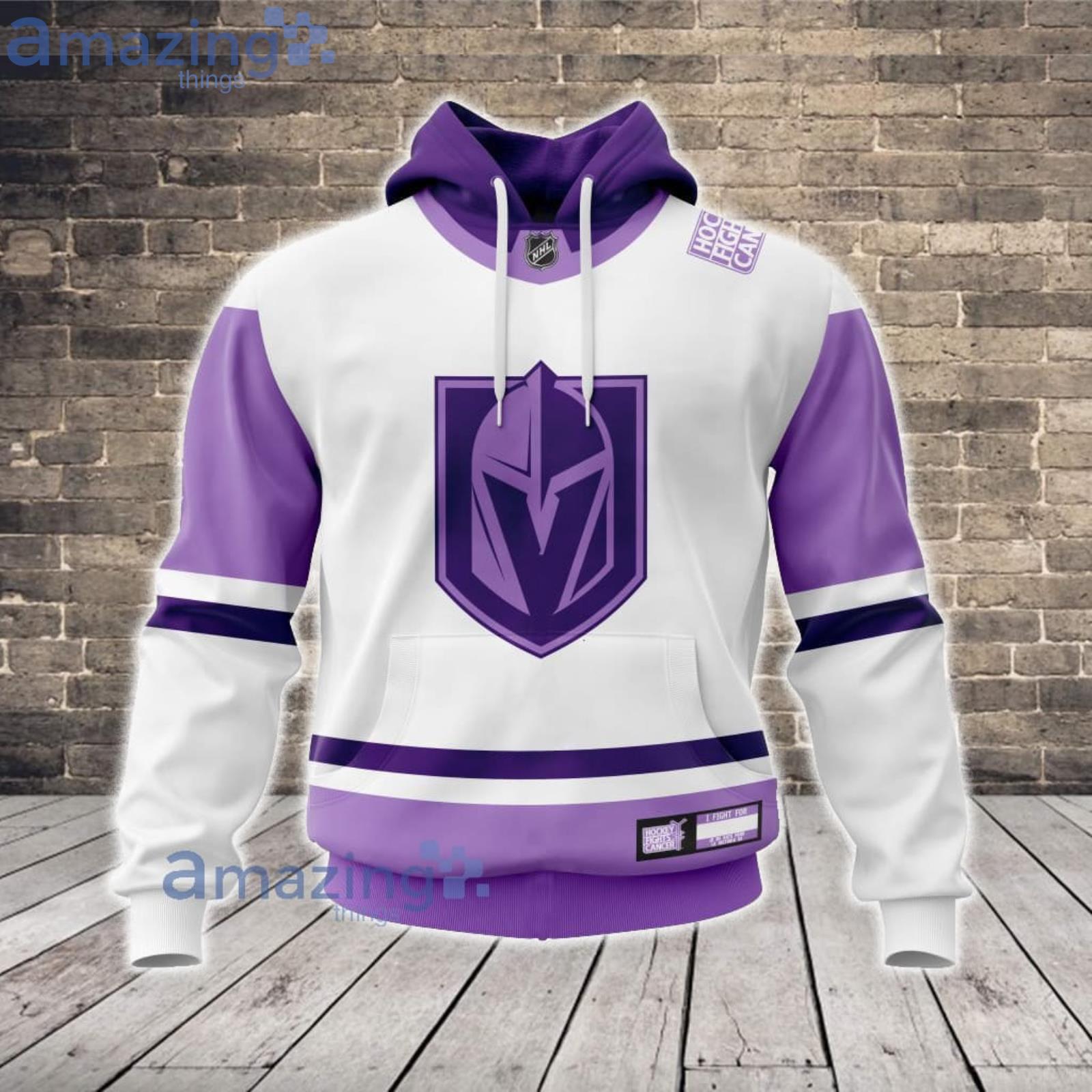 Vegas Golden Knights Custom Name And Number Fight Cancer Hoodie Zip Hoodie For Fans Product Photo 1