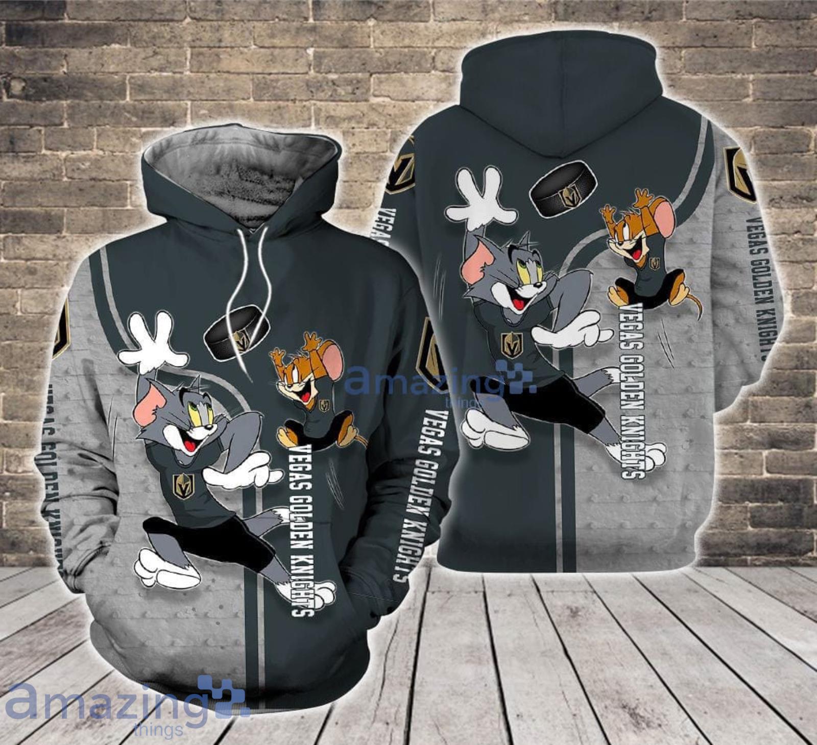 Vegas Golden Knights Tom and Jerry Cartoon Lover 3D Printed Hoodie For Fans Product Photo 1