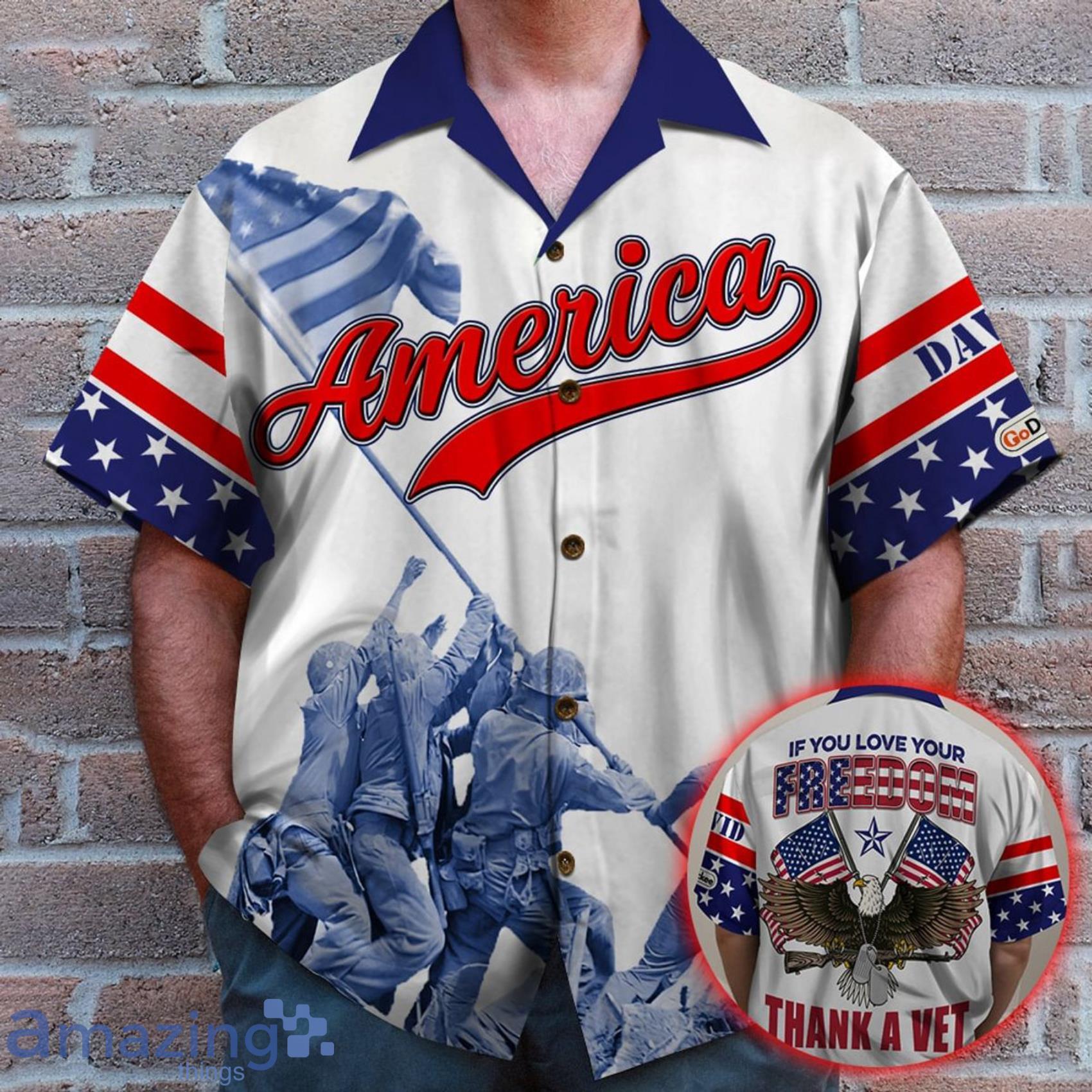 Veteran If You Love Your Freedom Thank A Vet Personalized White Hawaiian Shirt image Veteran If You Love Your Freedom Thank A Vet Personalized White Hawaiian Shirt Product Photo 2