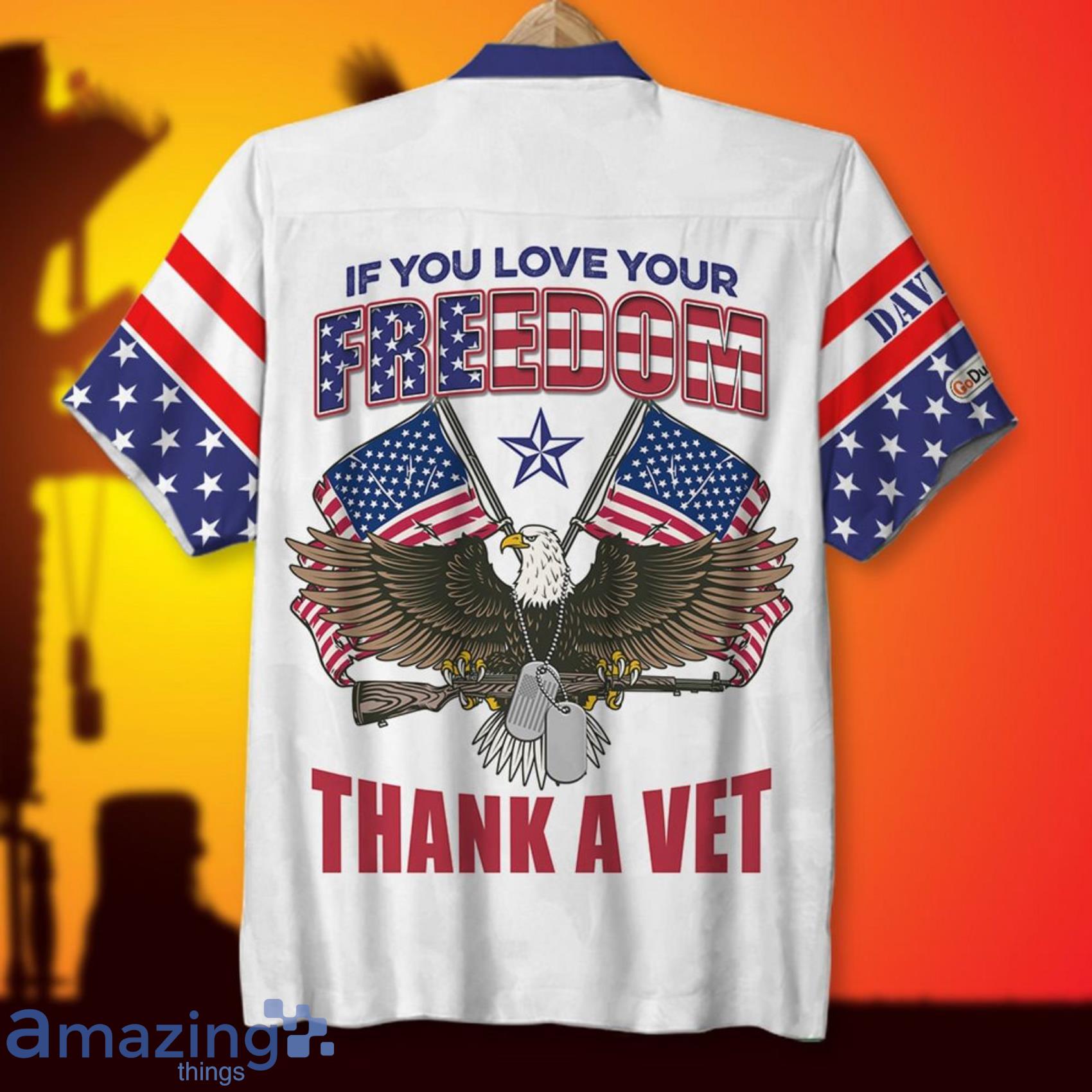 Veteran If You Love Your Freedom Thank A Vet Personalized White Hawaiian Shirt image Veteran If You Love Your Freedom Thank A Vet Personalized White Hawaiian Shirt Product Photo 4