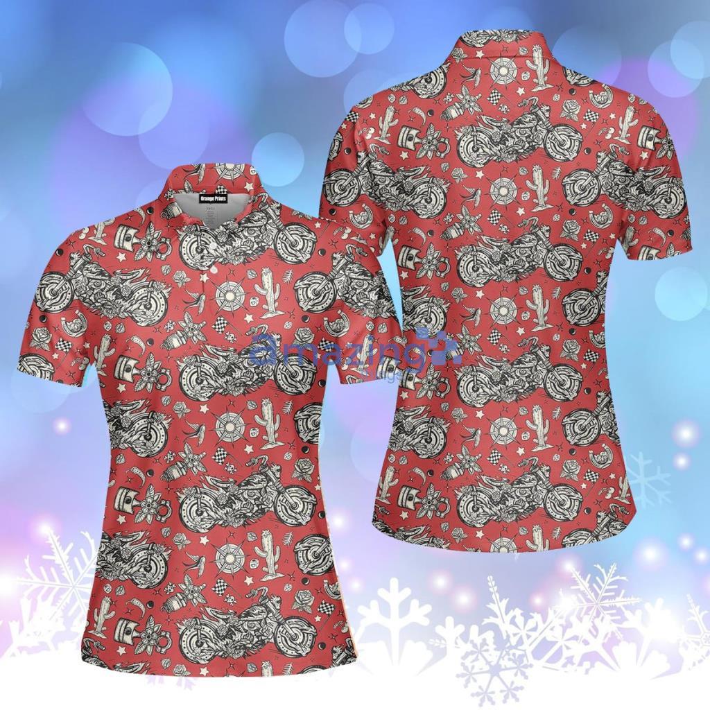 Vintage Burning Chopper Motorcycle Polo Shirt  For Women - Vintage Burning Chopper Motorcycle Polo Shirt  For Women  PO1405