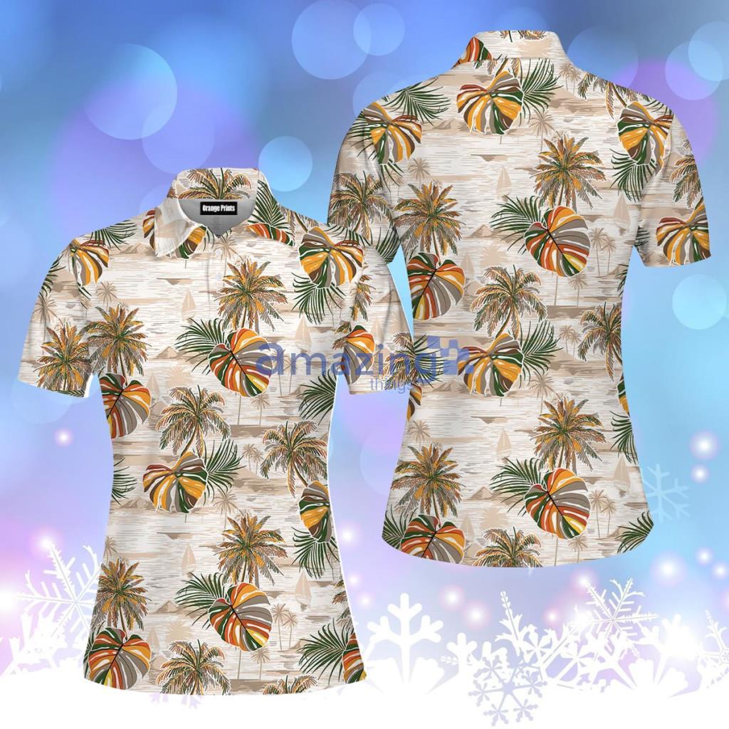 Vintage Palm Leaves Island Polo Shirt  For Women - Vintage Palm Leaves Island Polo Shirt  For Women  PO5345