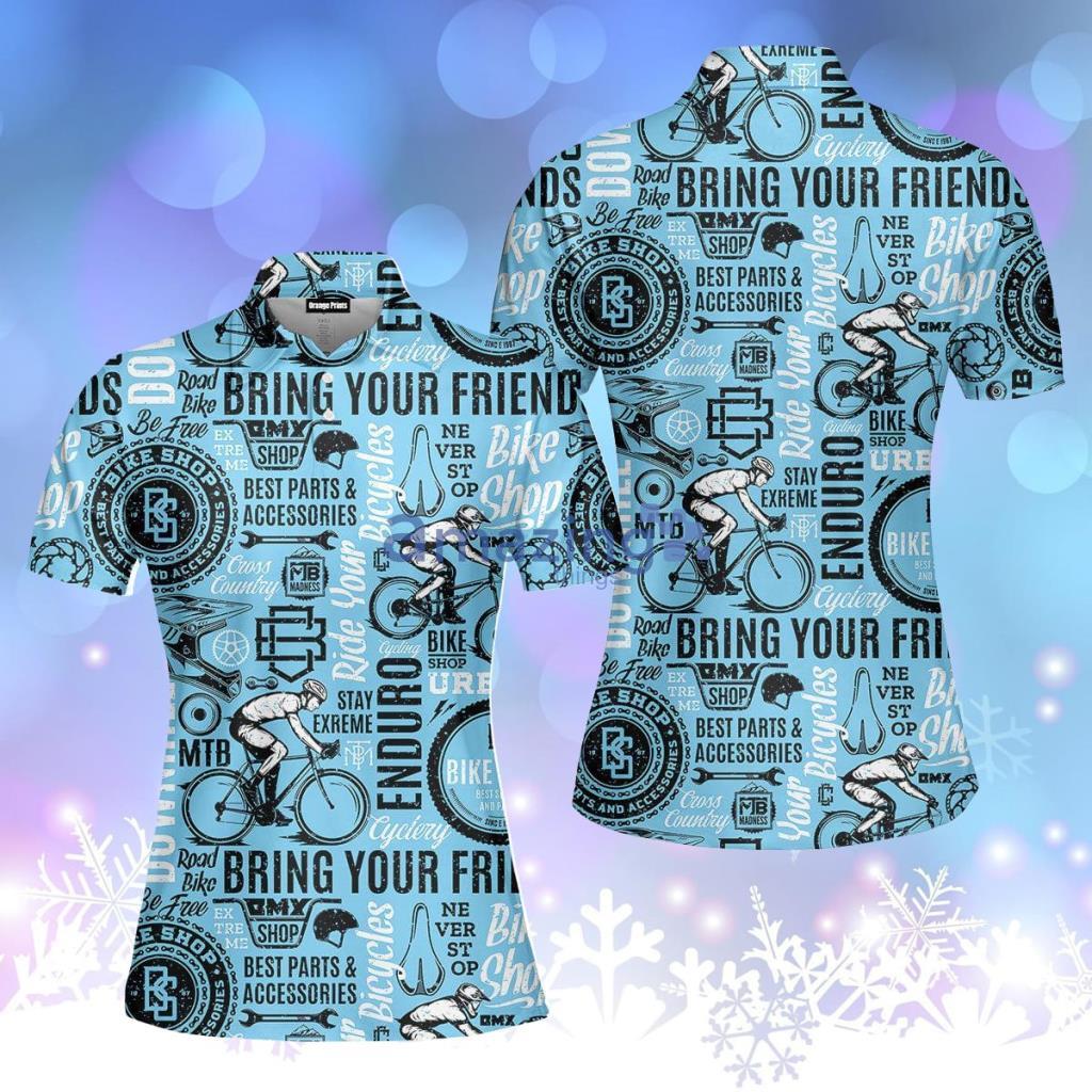 Vintage Retro Blue Bicycle Polo Shirt  For Women - Vintage Retro Blue Bicycle Polo Shirt  For Women  PO5403