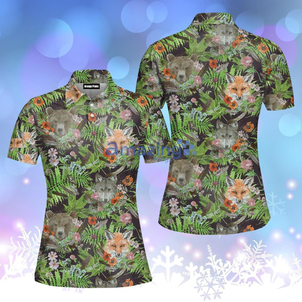 Vintage Style Pattern Wolf Polo Shirt  For Women - Vintage Style Pattern Wolf Polo Shirt  For Women  PO5122