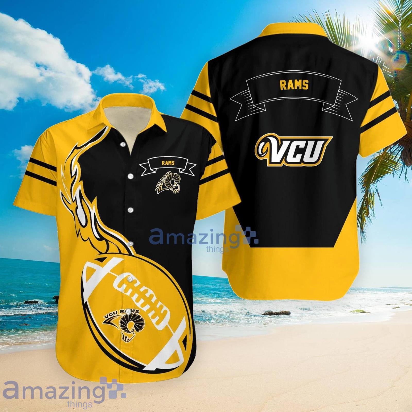 Virginia Commonwealth Rams Ncaa Flame Ball Hawaiian Shirt For Fans image Virginia Commonwealth Rams Ncaa Flame Ball Hawaiian Shirt For Fans Product Photo 4