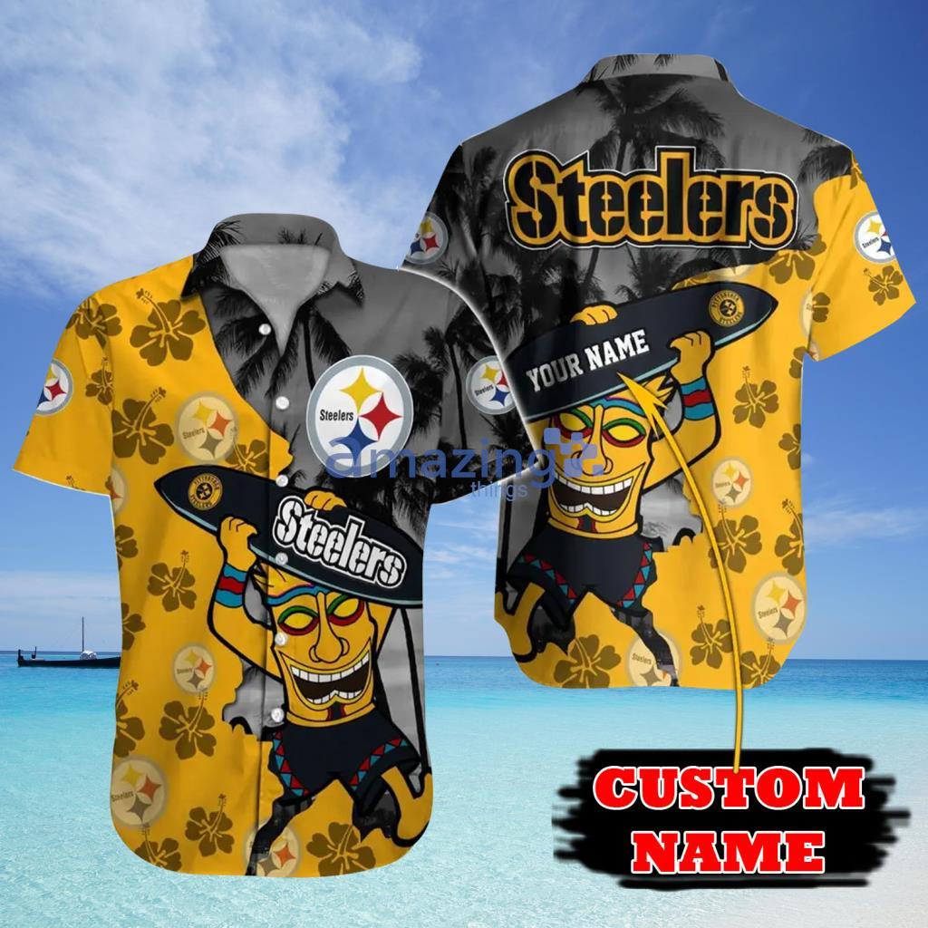 Custom Pittsburgh Steelers NFL Shark And Flamingo Aloha Hawaiian Shirt For  Fans