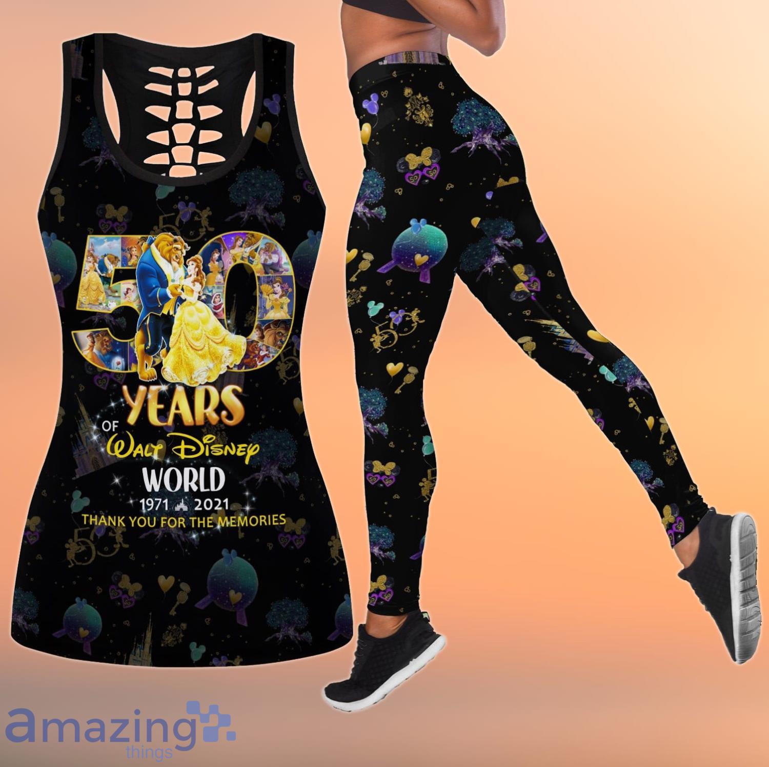 Walt Disney World 50th Anniversary All Over Print Combo Leggings And Hollow  Tank Top